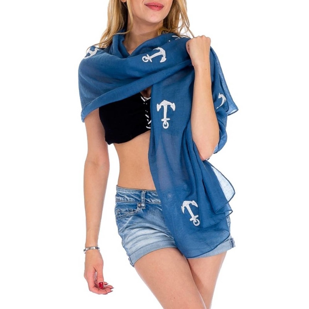 Coverup / Wrap / Scarf - Nautical Blue w/ Anchor